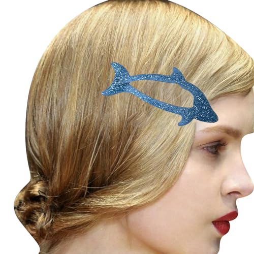 Damen-Haarspange, Delfin-Form, für Kinder, Bühne, flackernd, glitzernd, bunt, Delfin, 2000er Jahre, Mädchen, Kopfschmuck, Haarnadeln von KASFDBMO
