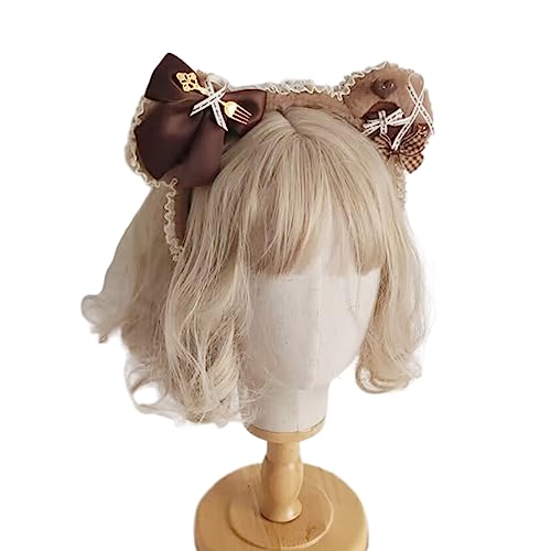 Haarband für Mädchen, plissiert, Spitze mit Bärenohren, mehrfarbig, Make-up, Fotografieren, Karneval, Party, Kopfbedeckung, Bärenohr-Stirnband, Bulk-Bär-Ohr-Stirnband, Kinder-Bär-Ohr-Stirnband zum von KASFDBMO
