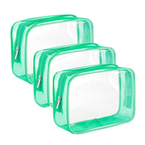KASFDBMO 3 transparente multifunktionale Make-up-Tasche, Reise-Kulturbeutel, Kosmetiktasche, Aufbewahrung, Oragenizer für Damen und Mädchen, 3 Grün von KASFDBMO