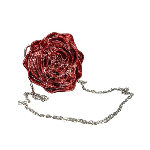 KASFDBMO Anspruchsvolle Abendtasche mit Blumenmuster, kleine Umhängetasche, Party-Umhängetasche, Kette, Handtasche für Damen, Abschlussball, Event, Galvanisiertes Rot, One Size KASFDBMO Anspruchsvolle Abendtasche mit Blumenmuster, kleine Umhängetasche, Party-Umhängetasche, Kette, Handtasche für Damen, Abschlussball, Event, Galvanisiertes Rot, One Size von KASFDBMO