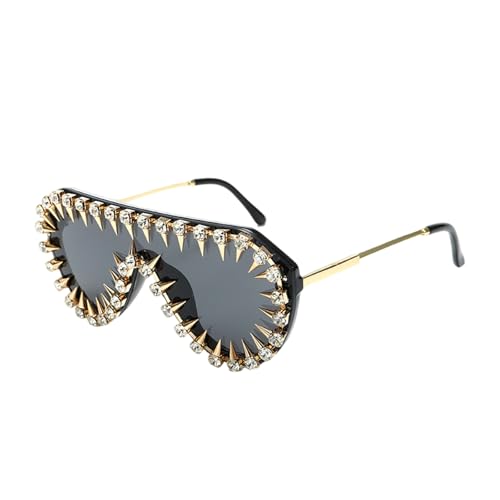 KASFDBMO Beliebte Sonnenbrille mit Kristallnieten, beliebte Brille für verschiedene Anlässe und Outfits, Freizeitkleidung, modische Outdoor-Brillen, grau KASFDBMO Beliebte Sonnenbrille mit Kristallnieten, beliebte Brille für verschiedene Anlässe und Outfits, Freizeitkleidung, modische Outdoor-Brillen, grau von KASFDBMO