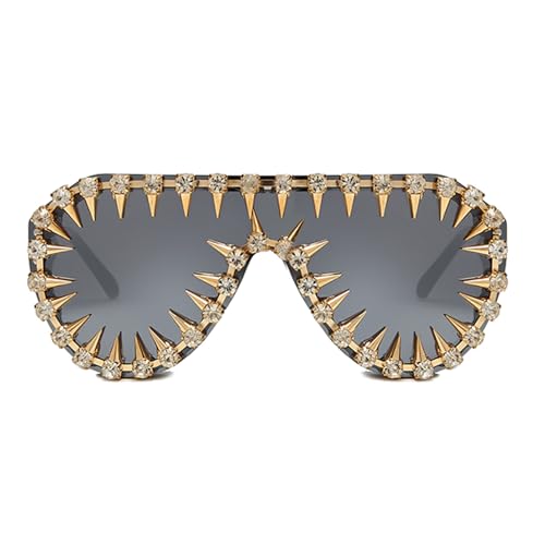 KASFDBMO Beliebte Sonnenbrille mit Kristallnieten, beliebte Brille für verschiedene Anlässe und Outfits, Freizeitkleidung, modische Outdoor-Brillen, silber KASFDBMO Beliebte Sonnenbrille mit Kristallnieten, beliebte Brille für verschiedene Anlässe und Outfits, Freizeitkleidung, modische Outdoor-Brillen, silber von KASFDBMO