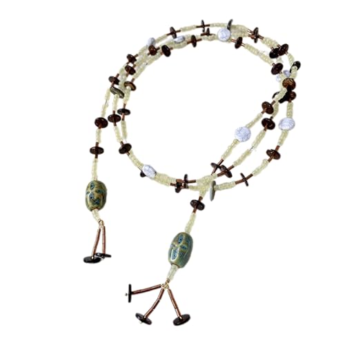 KASFDBMO Bunte Perlen Halskette Vintage Styled Krakenbekleidung Ethnische Modezubehör Retro Schmuck Geschenk Kristallperlen Halskette von KASFDBMO