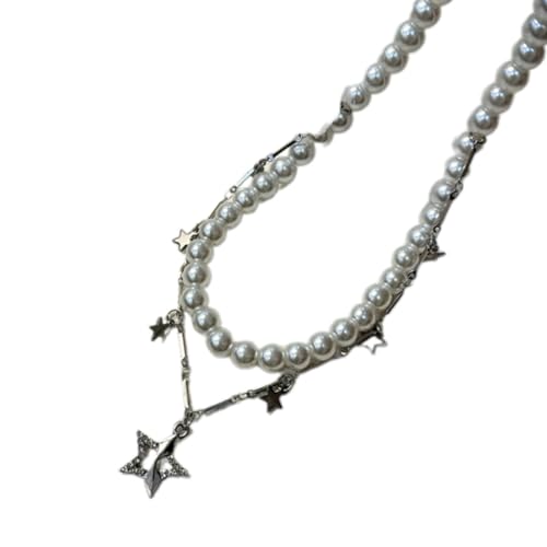 KASFDBMO Elegante Zirkon-Stern-Anhänger-Halskette, modische Stern-Halsketten, Accessoire, auffällige Kette, Schmuckanhänger, Siehe Abbildung von KASFDBMO