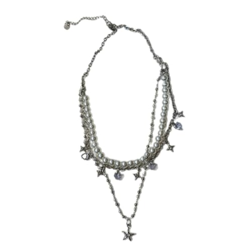 KASFDBMO Elegante Zirkon-Stern-Anhänger-Halskette, modische Stern-Halsketten, Accessoire, auffällige Kette, Schmuckanhänger, Siehe Abbildung von KASFDBMO