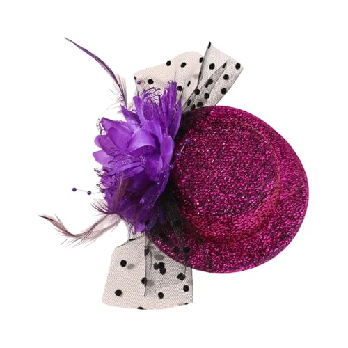 KASFDBMO Fascinator mit Federn, Netz-Pailletten, Hut-Clip für Mottoparty, Hut-Clip mit Blumenkostüm, Kopfbedeckung, Rollenspiel-Requisiten von KASFDBMO