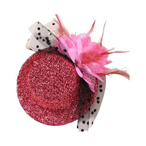 KASFDBMO Fascinator mit Federn, Netz-Pailletten, Hut-Clip für Mottoparty, Hut-Clip mit Blumenkostüm, Kopfbedeckung, Rollenspiel-Requisiten von KASFDBMO