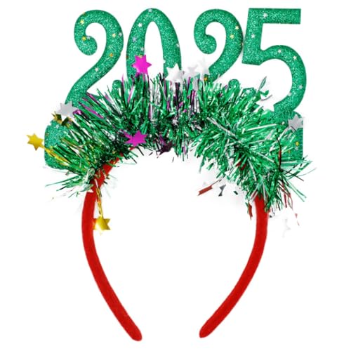 KASFDBMO Funkelndes goldenes Silvester-Stirnband 2025, bequeme und auffällige Kopfbedeckung, Kopfbedeckung für Partyfeiern von KASFDBMO