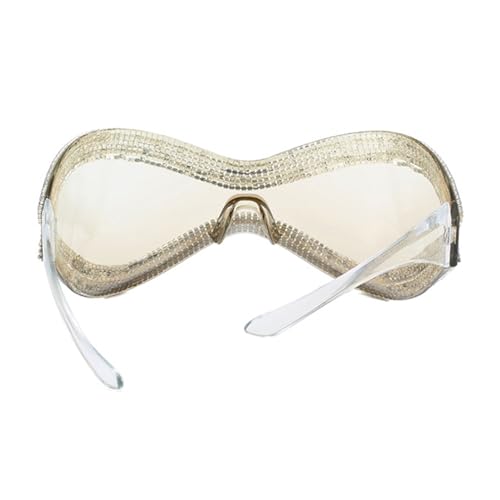 KASFDBMO Futuristische Sonnenbrille mit Strassrahmen für Mädchen, Subkultur, Party, Fotografieren, Werkzeuge, Outdoor, Karneval, Camping, Dekorationen, Strass-Sonnenbrille für Damen, Y2k, silber von KASFDBMO