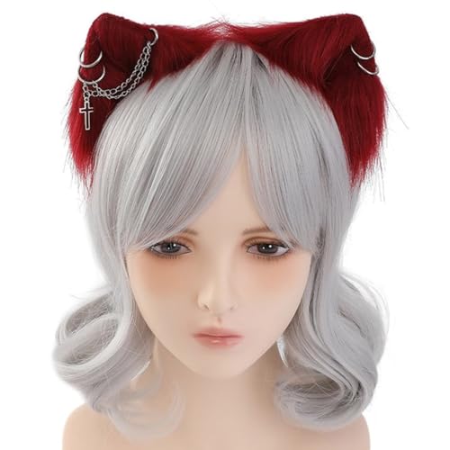 KASFDBMO Handgefertigte Wolfsohr-Stirnbänder für Kätzchen, Mädchen, Cosplay, Kopfbedeckung, Ohren, Pelzanzug, Maskeraden, Halloween, Cosplay, Party KASFDBMO Handgefertigte Wolfsohr-Stirnbänder für Kätzchen, Mädchen, Cosplay, Kopfbedeckung, Ohren, Pelzanzug, Maskeraden, Halloween, Cosplay, Party von KASFDBMO