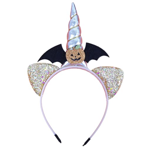 KASFDBMO Horn Kürbis Schädel Stirnband Halloween Kopfbedeckung Halloween Party Foto Requisiten Schädel Party Kopfbedeckung Cosplay Zubehör von KASFDBMO
