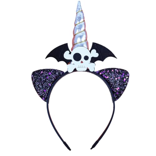 KASFDBMO Horn Kürbis Schädel Stirnband Halloween Kopfbedeckung Halloween Party Foto Requisiten Schädel Party Kopfbedeckung Cosplay Zubehör von KASFDBMO