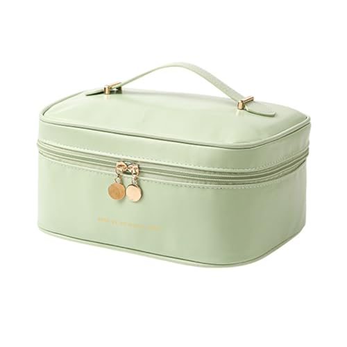 KASFDBMO Kulturbeutel mit großem Fassungsvermögen, tragbare PU-Make-up-Tasche, multifunktionale Aufbewahrung für Damen, grün von KASFDBMO