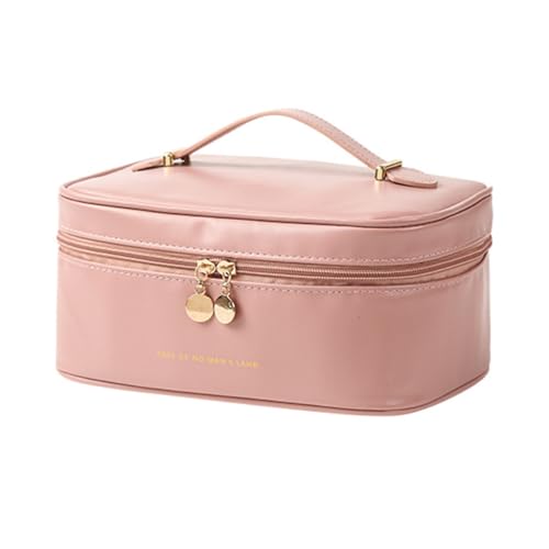 KASFDBMO Kulturbeutel mit großem Fassungsvermögen, tragbare PU-Make-up-Tasche, multifunktionale Aufbewahrung für Damen, rose von KASFDBMO
