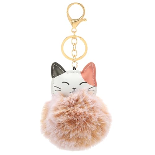 KASFDBMO Modischer Schlüsselanhänger in Katzenform, bequemer Schlüsselanhänger mit Katzenform, pelziger Haarball-Anhänger für Tasche, Handy, Geldbörse, beige KASFDBMO Modischer Schlüsselanhänger in Katzenform, bequemer Schlüsselanhänger mit Katzenform, pelziger Haarball-Anhänger für Tasche, Handy, Geldbörse, beige von KASFDBMO
