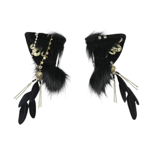 KASFDBMO Moveable Wolf Ear Hairhoop for Roleplay Cosplay Costume Headband Halloween Headpieces Japanese Anime Dynamic Hairband von KASFDBMO