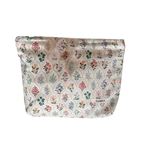 KASFDBMO Multifunktionale Make-up-Tasche mit großem Fassungsvermögen, Blumendruck, Reise-Kulturbeutel, Kosmetiktasche, Aufbewahrung, Oragenizer für Damen und Mädchen, 2 von KASFDBMO