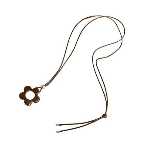 KASFDBMO Stilvolle, lange Halskette mit Blumen-Anhänger aus Kunstharz mit Kordel-Accessoire für Damen, verschönert ihre modischen Statement-Stücke von KASFDBMO