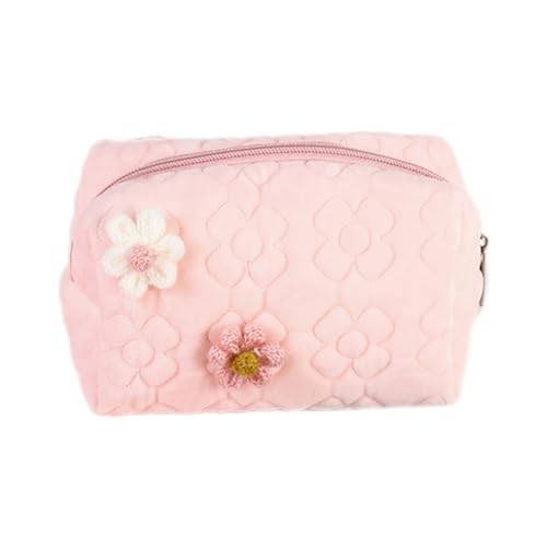 KASFDBMO Tragbare Make-up-Tasche mit Blumenmuster für Damen und Mädchen, rose von KASFDBMO