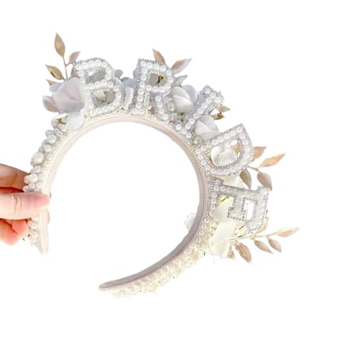 Künstliches Braut-Stirnband für Hochzeit, Feier, Brautparty, Buchstaben-Haarband, Junggesellinnenabschied, Haarreif, Hochzeits-Haarband von KASFDBMO