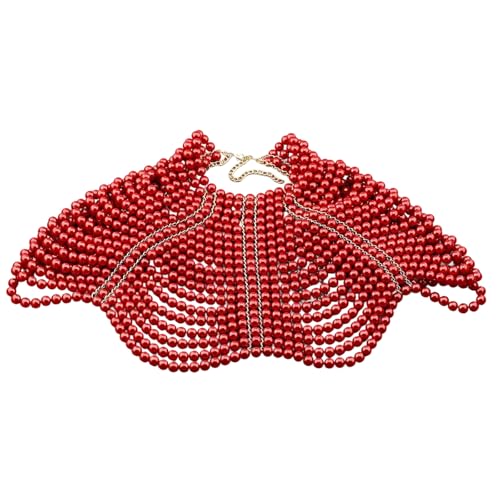 Luxuriöser Multi Layer Schal Perlen Halsketten Körperketten Schulterpackung Mit Perlen Und Quasten Für Stilvolle Anlass Kostümschmuck von KASFDBMO