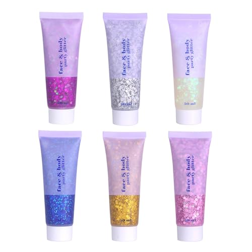 Mehrfarbiges Glitzer Gel Set 6-teilig Schimmernde Party Make Up Ornamente Für Erwachsene Kinder Haar Gesicht Und Kleidungsdekoration von KASFDBMO