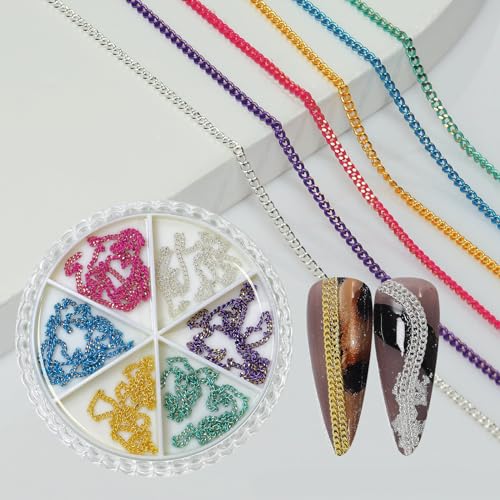 Modische Damen-3D-Metall-Nagelkunst-Kette, Dekoration, Zubehör für Mädchen und Frauen, Nagelketten für Nagelkunst von KASFDBMO