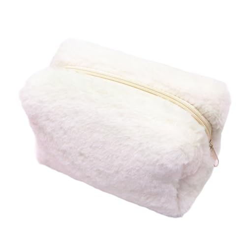Plüsch-Make-up-Tasche, weiches Polyester-Material, zum Organisieren von Kosmetika, modisches und praktisches Design für Damen, Make-up-Tasche, weiß, Einheitsgröße Plüsch-Make-up-Tasche, weiches Polyester-Material, zum Organisieren von Kosmetika, modisches und praktisches Design für Damen, Make-up-Tasche, weiß, Einheitsgröße von KASFDBMO