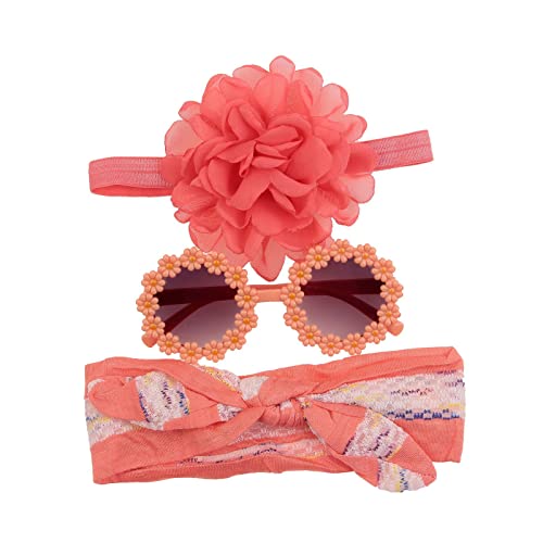 Prinzessinnen-Haarbänder + runde Sonnenbrille für Vorschule, Jungen, Mädchen, Geschenk, Foto-Requisiten, Sonnenblumen-Thema, florales Haarband, Kinder-Stirnbänder von KASFDBMO