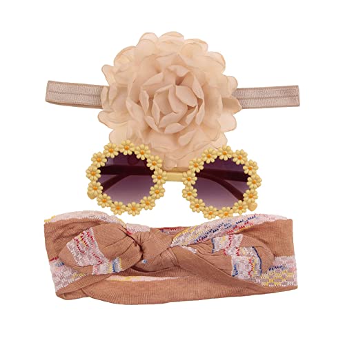 Prinzessinnen-Haarbänder + runde Sonnenbrille für Vorschule, Jungen, Mädchen, Geschenk, Foto-Requisiten, Sonnenblumen-Thema, florales Haarband, Kinder-Stirnbänder von KASFDBMO