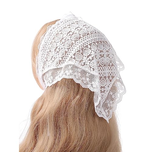Spitzenturban mit zartem Blumenmuster, Haarschal, durchscheinendes Stirnband für Frauen, Foto-Haar-Accessoire, Spitzentuch für Frauen von KASFDBMO
