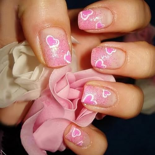 Stilvoller Herz Glänzt Falsche Nägel Modische Nägel Tipps Für Frauen Die Einen Einzigartigen Auftritt Des Valentinstags Suchen von KASFDBMO