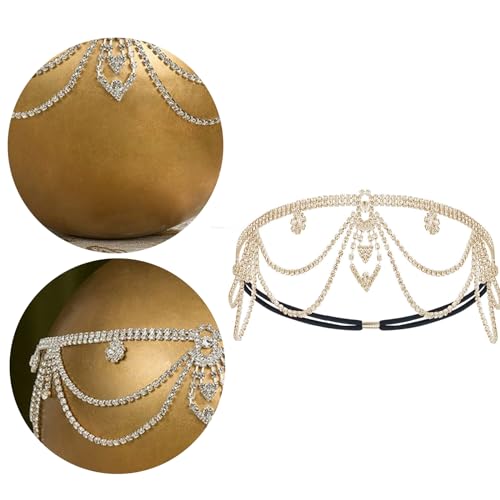 Stirnkette für Brautparty, Strass, für Damen, Hochzeit, glitzernd, Haarschmuck, Geschenk für Damen von KASFDBMO