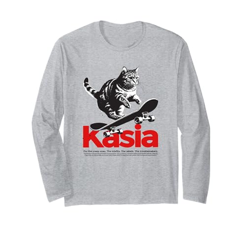 KASIA - Schöner Mädchen Name mit Katze & Skateboard Langarmshirt KASIA - Schöner Mädchen Name mit Katze & Skateboard Langarmshirt von KASIA Tochter Enkel Geburtstag Geschenkideen