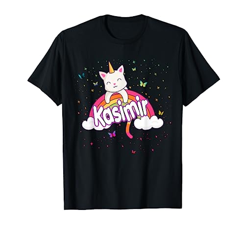 KASIMIR - Schöner Jungen Name mit süßem Katzen Einhorn T-Shirt von KASIMIR Sohn Enkel Geburtstag Geschenkideen