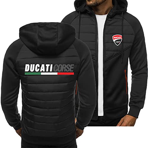 KASOI Herren Hoodies Jacken Für Ducati Print Lässiger Hoodie Raglan Pullover Warmes Sweatshirt Langarm Reißverschluss Hoody Sport Cardigan Jacke Tops-Black||3XL von KASOI