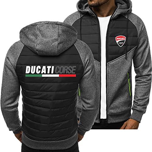 KASOI Herren Hoodies Jacken Für Ducati Print Lässiger Hoodie Raglan Pullover Warmes Sweatshirt Langarm Reißverschluss Hoody Sport Cardigan Jacke Tops-Dark Grey||M von KASOI