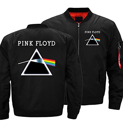 KASOI Herren Sweatshirt Bomberjacke Für Pink Floyd Print Casual Flight Suit Verdicken Winddichte Oberbekleidung Zip Jacken Tops Teen Gift-Black||4XL von KASOI