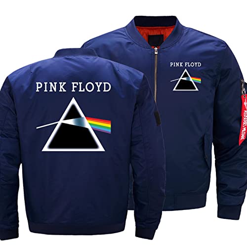 KASOI Herren Sweatshirt Bomberjacke Für Pink Floyd Print Casual Flight Suit Verdicken Winddichte Oberbekleidung Zip Jacken Tops Teen Gift-Blue||L von KASOI