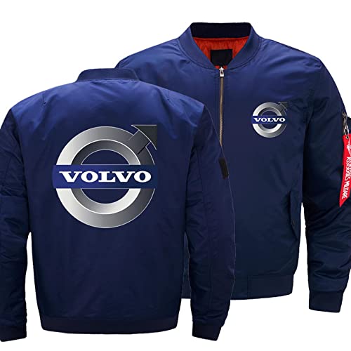 KASOI Herren Sweatshirt Bomberjacke Volvo Drucken Lässiger Winter-Reißverschluss-Fluganzug Warme Winddichte Jacken Oberbekleidung Oberteile - Teenager-Geschenk-Blue||3XL von KASOI