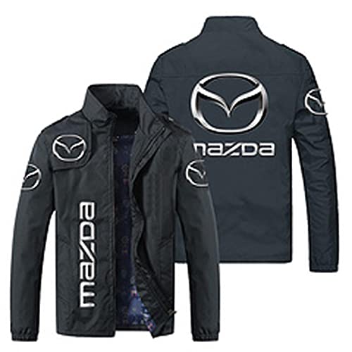 KASOI Herren Sweatshirt Jacke Radtrikots Für Mazda Aufdruck Stehkragen Sweatshirts Baseballuniform Langarm Reißverschluss Trainingsjacken Oberteile - Geschenk Für Teenager-Black||M von KASOI