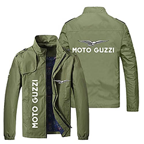 KASOI Herren Sweatshirt Jacke Radtrikots Für Moto Guzzi Print Stehkragen Sweatshirts Baseballuniform Langarm Zip Track Jacken Tops - Teen Gift-Army Green||M von KASOI