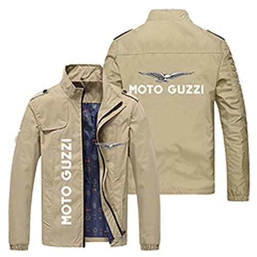 KASOI Herren Sweatshirt Jacke Radtrikots Für Moto Guzzi Print Stehkragen Sweatshirts Baseballuniform Langarm Zip Track Jacken Tops - Teen Gift-Khaki||3XL von KASOI