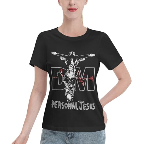 Damen Mode Music De&PE&Che Band Trendiges Bedrucktes T-Shirt Weiches Und Leicht Dehnbares Oberteil Lässiges Und Praktisches T-Shirt Schwarz L von KASUINE