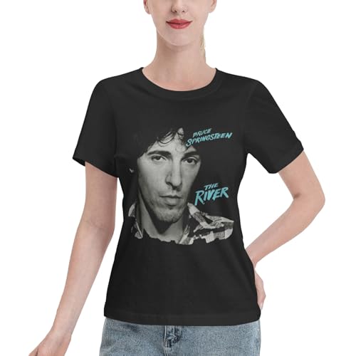Damen Springsteen Rock Singer Bruce Trendiges Bedrucktes T-Shirt Weiches Und Leicht Dehnbares Oberteil Lässiges Und Praktisches T-Shirt Schwarz XL von KASUINE