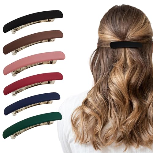 KASURE 6 Stück Haarspangen für Damen, Automatisch Französische Haarspangen für Dünnes und Dickes Haar (Langer Stil) von KASURE