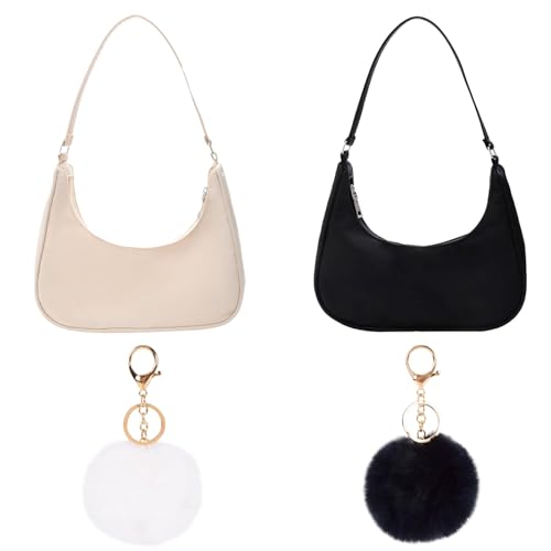 KASURE 2 Stücke Umhängetasche Damen Handtasche, Umhängetasche Tasche Damen klein Hobo Bag Y2K Shoulder Bag für Frauen Dating Reisen Party Einkaufe von KASURE