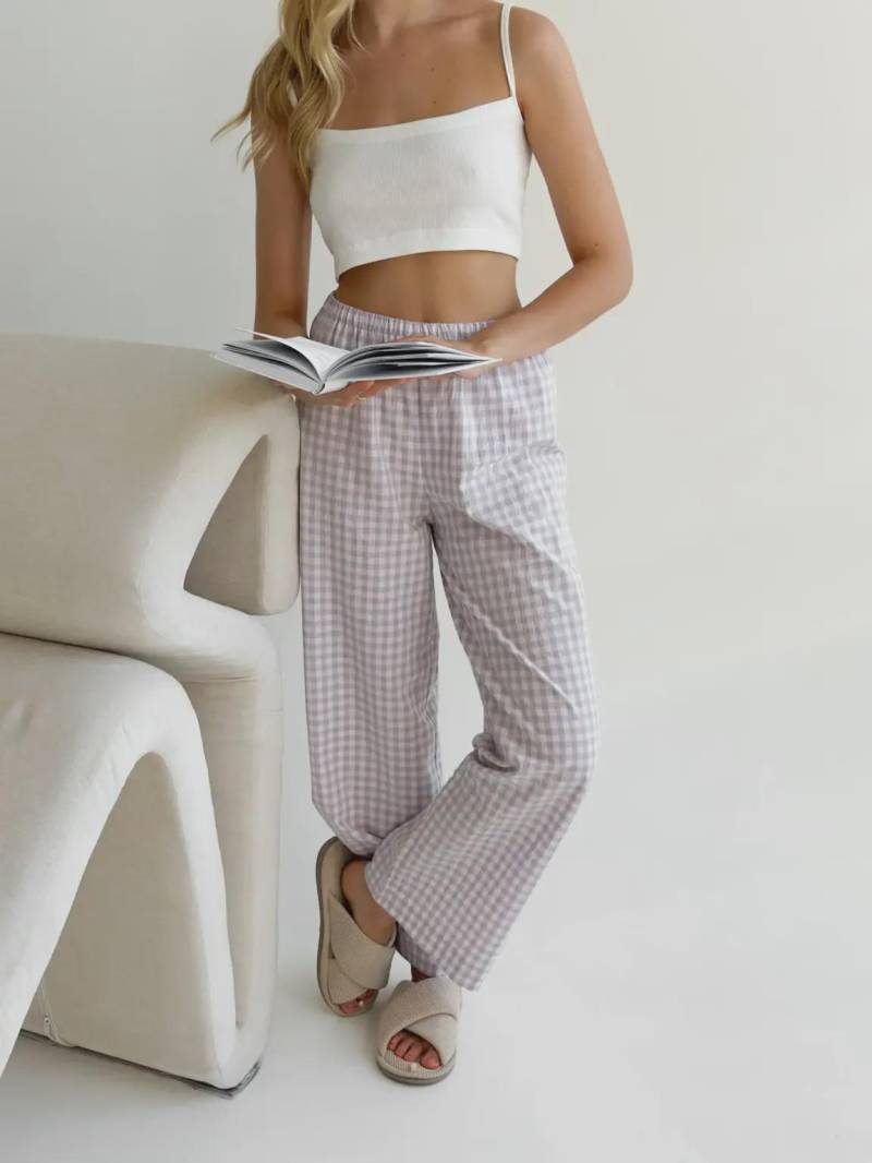 Baumwoll-Pyjama-Hose Für Frauen.bequeme Lounge-Hose Mit Weitem Bein von KASVIStore