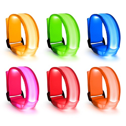 6 Stück LED Armband, Leuchtarmbander für Kinder und Erwachsene, LED Blinkende Armbänder Glühen in der Dunklen, Leucht Armbänder Lichtband für Raves Konzert Camping Hochzeit Sportereignisse Party von KATELUO