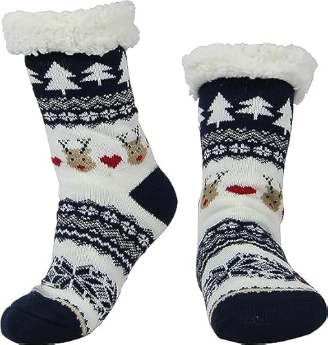 Weihnachtssocken, Damen Weihnachtssocken, Warme Socken Weihnachten, Christmas Socks, Kuschelsocken Damen, Weihnachten Socken, Weihnachts Cartoon Socken, Wintersocken für Damen und Herren (Navy Blue) von KATELUO